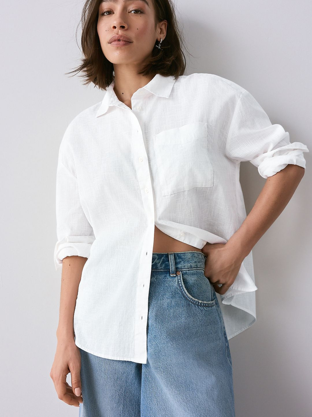 NEXT Cotton-Linen Drop-Sleeves Oversized Shirt