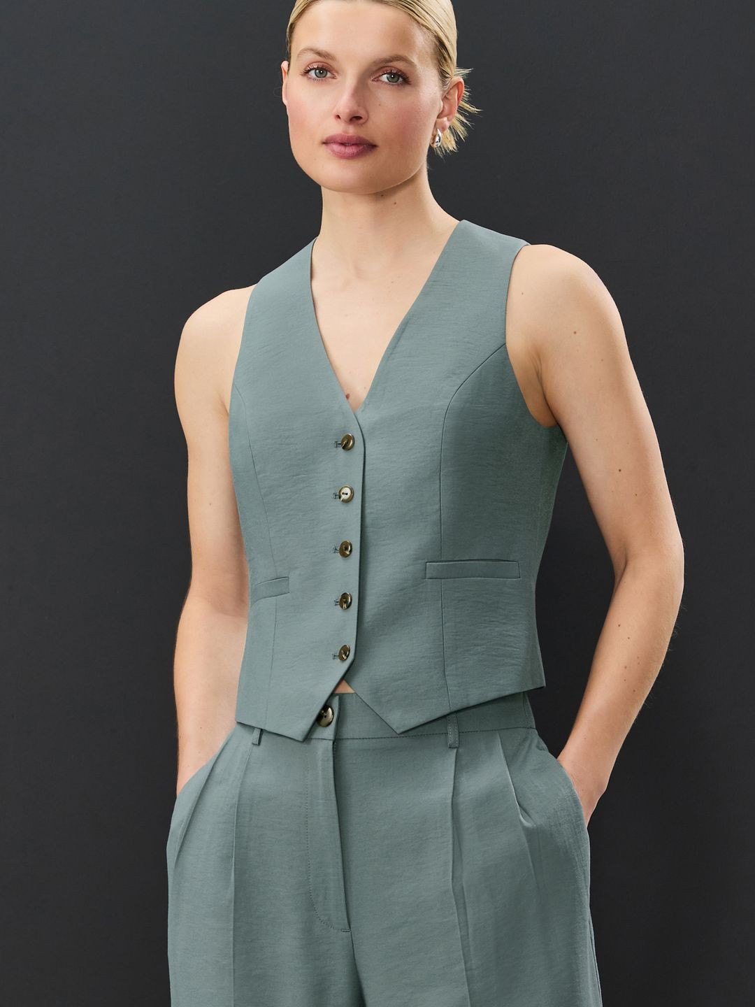 MANGO V-Neck Single-Breasted Formal Waistcoat