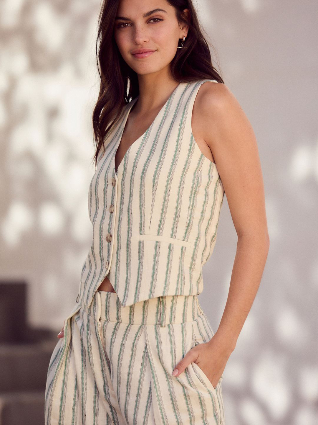 NEXT Striped V-Neck Waistcoat