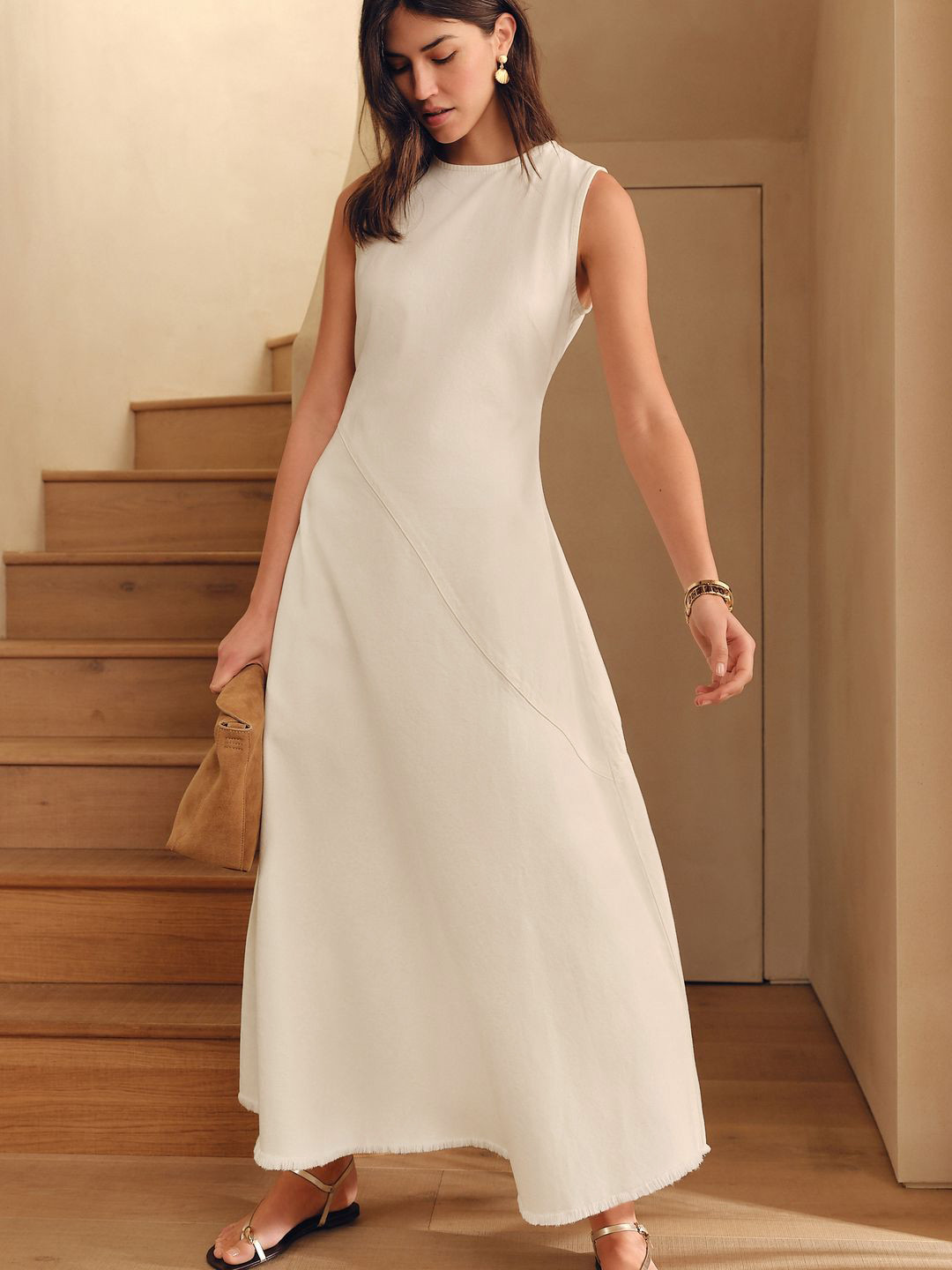 NEXT Boat Neck Denim Maxi Dress