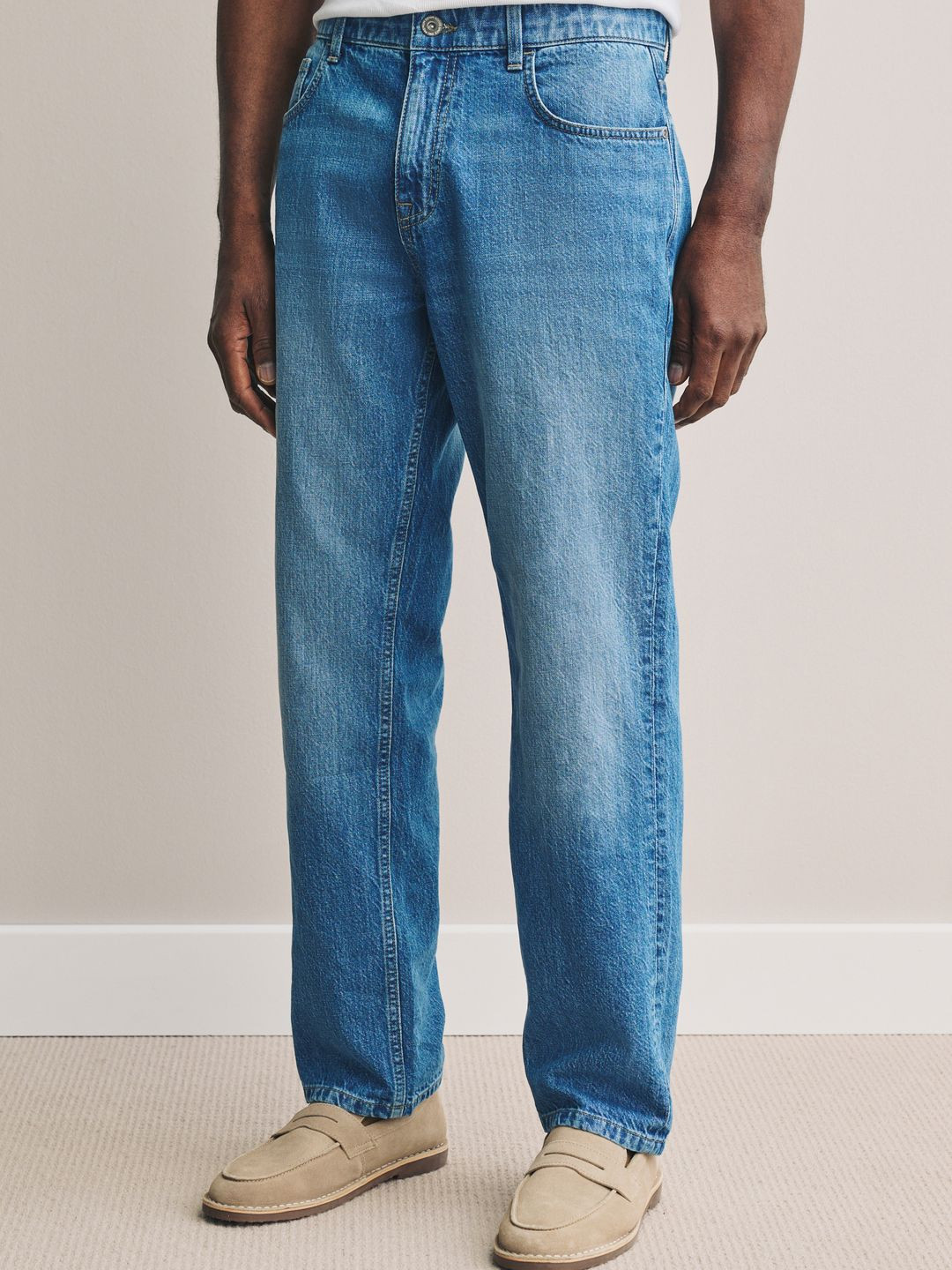 NEXT Men Straight Fit Light Fade Cotton Linen Jeans