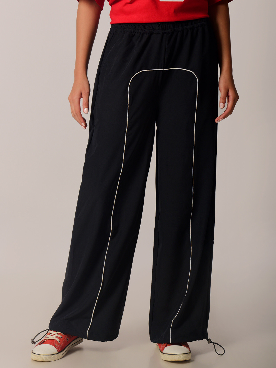 IZF Women Blue Piping parachute Pants