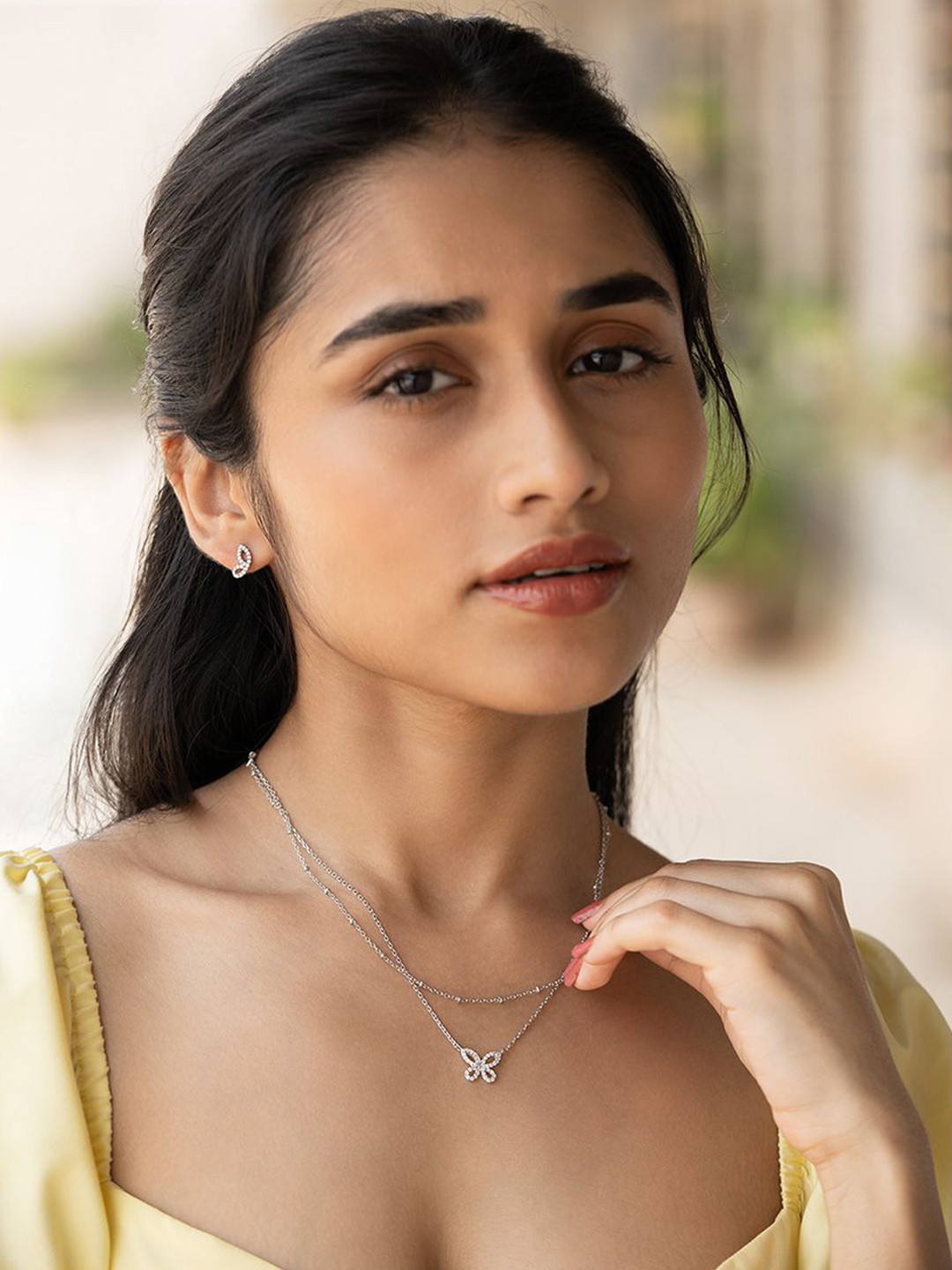 SHAYA Fly On Butterfly Earrings & Necklace Matching Set Crafted In 925 Silver