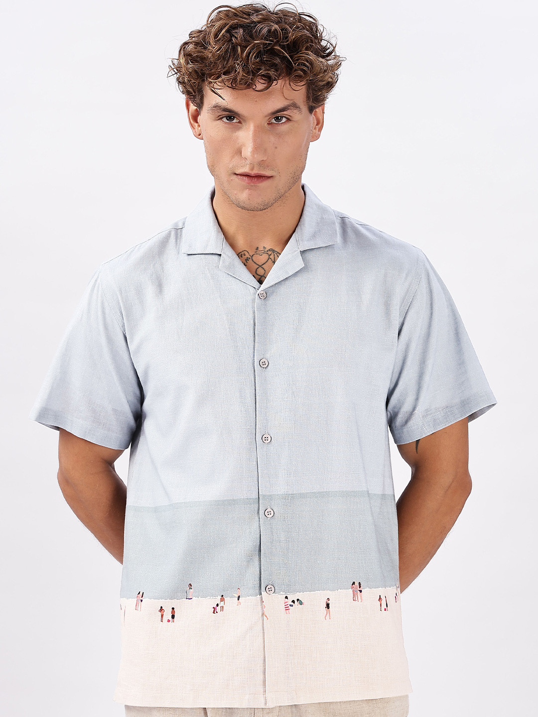 HAMPTONS Men 1 Solid Self Desgn Casual Shirt