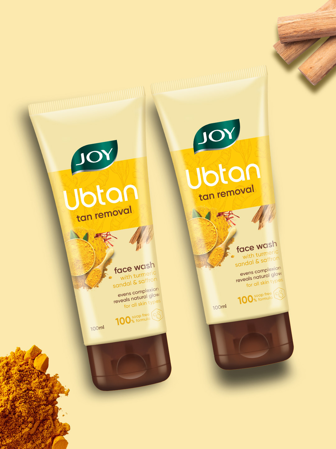 JOY Set Of 2 Ubtan Tan Removal Face Wash - 100 ml Each