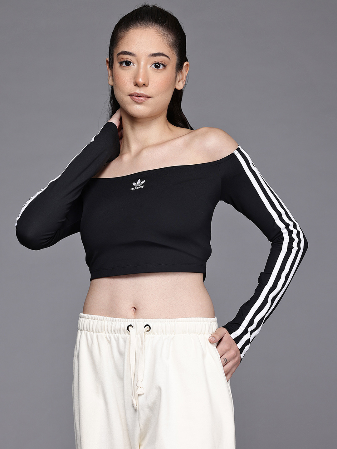 ADIDAS Originals Off-Shoulder Bardot Crop Top