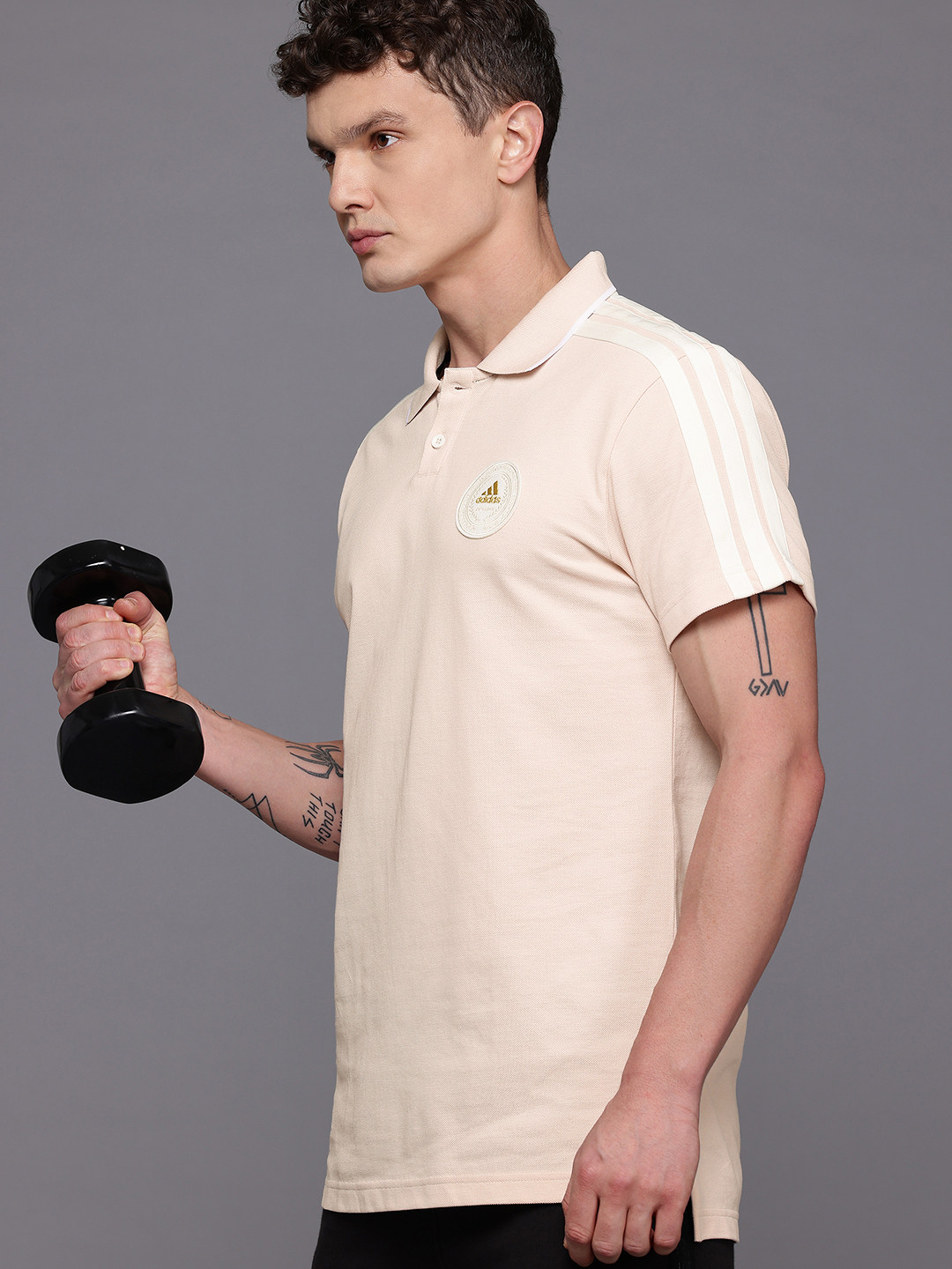 ADIDAS Men Cut Pile Polo Collar T-shirt