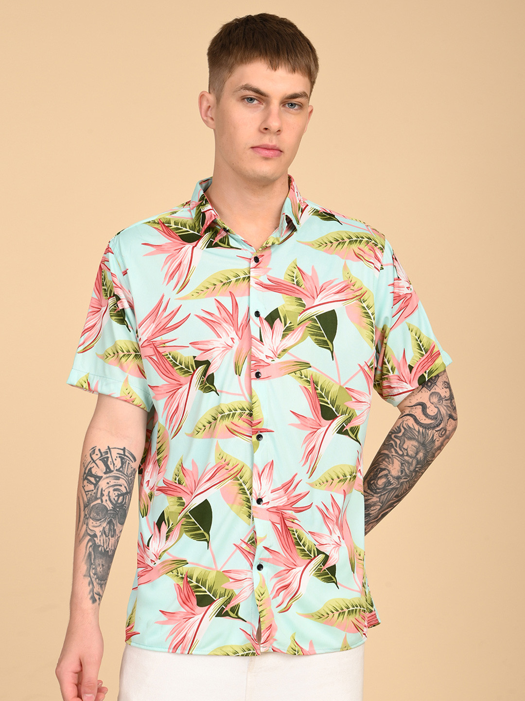 TIGER SNAKE Men Comfort Tropical Printed Casual Shirt