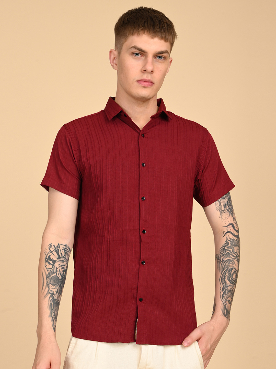 TIGER SNAKE Men Comfort Solid Casual Shirt