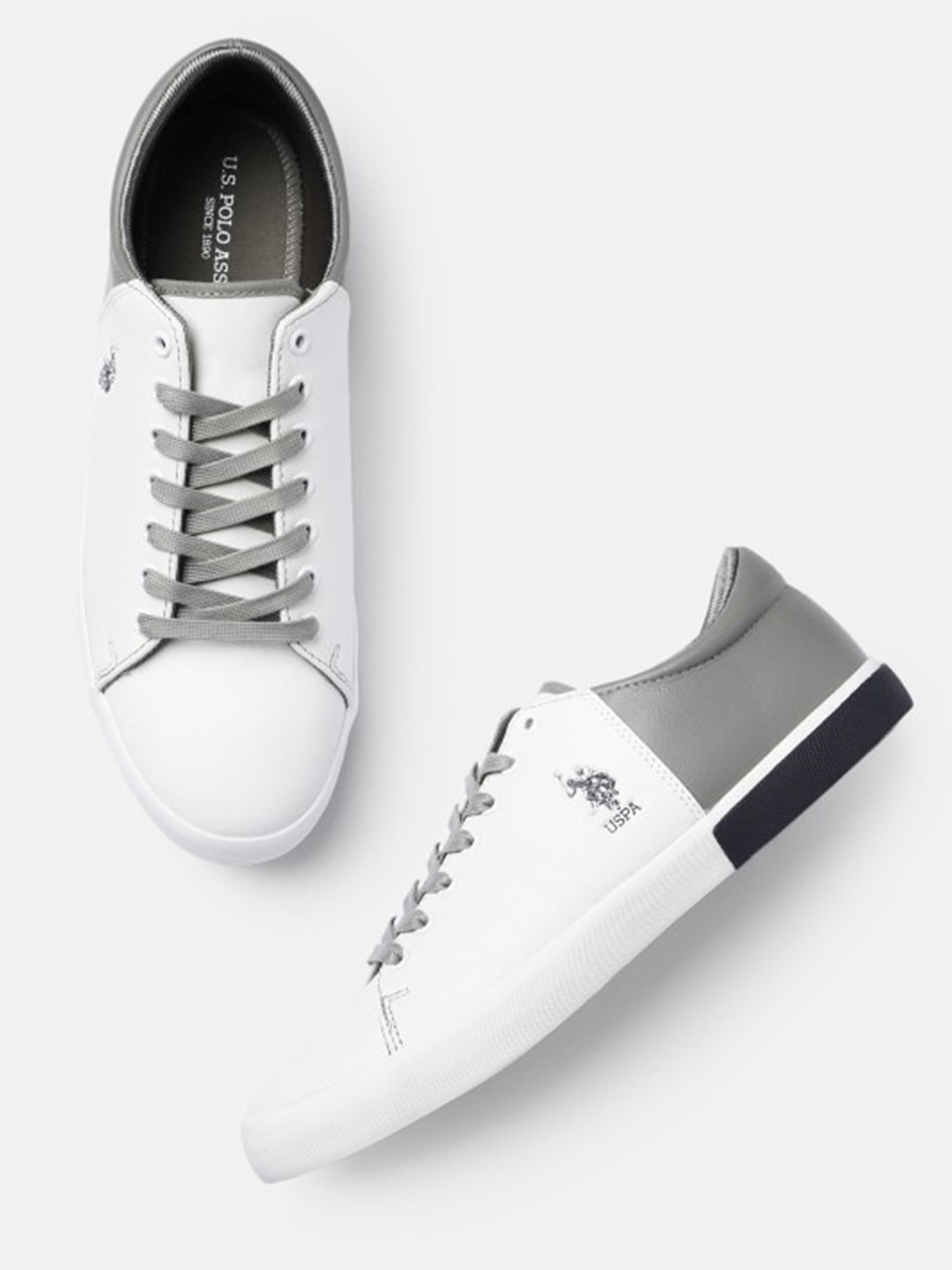 U.S. Polo Assn. Men Colourblocked Comfort Insole PU Rubber Sneakers