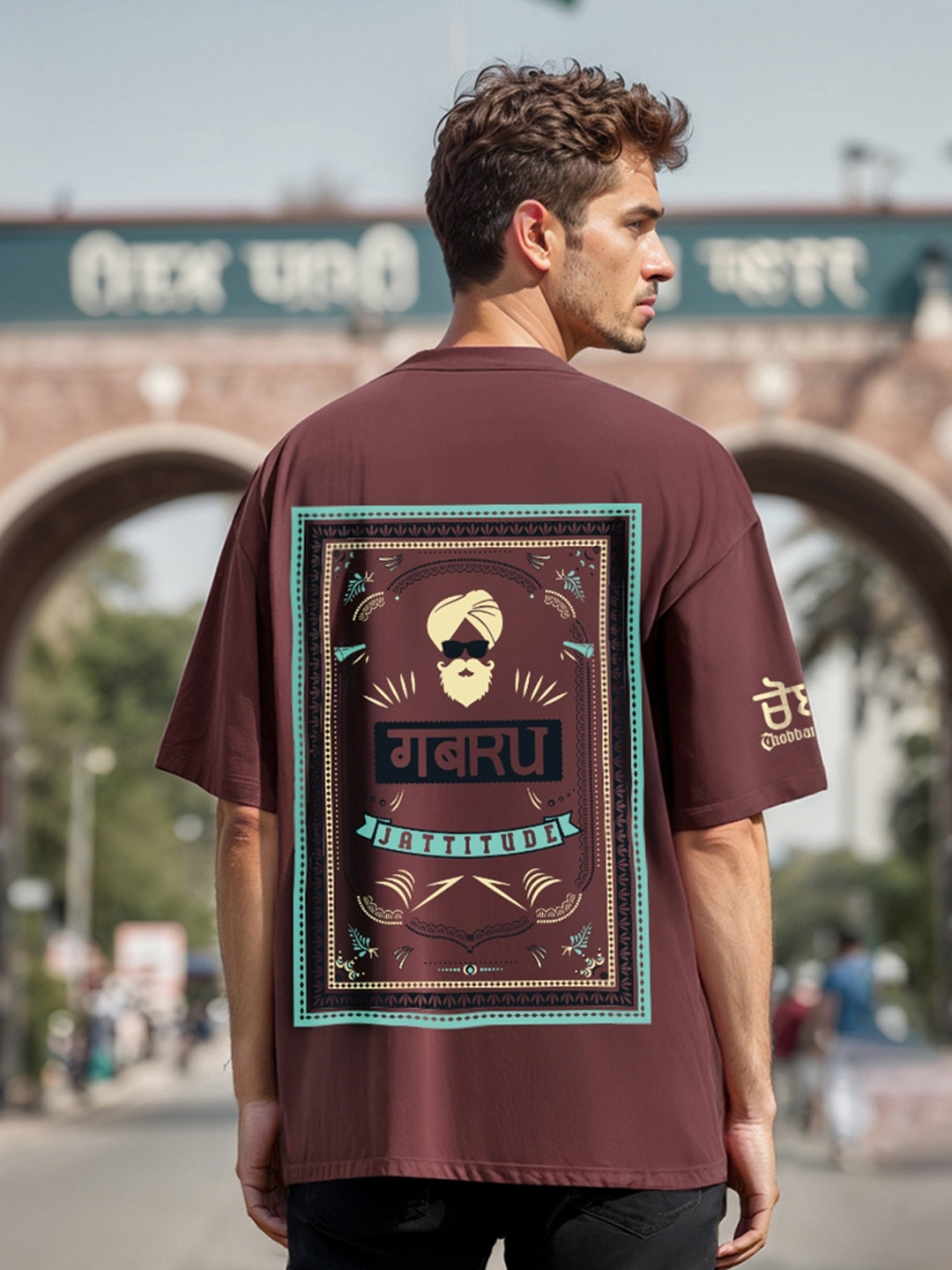 Bewakoof Heavy Duty Punjab Jattitude Graphic Printed Oversized Cotton T-shirt