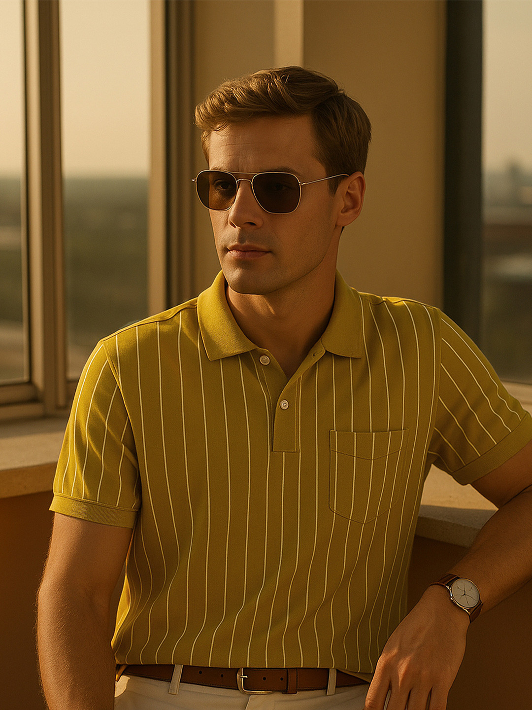 Dadu Dayal Men Dri-Fit Striped Polo Collar T-shirt