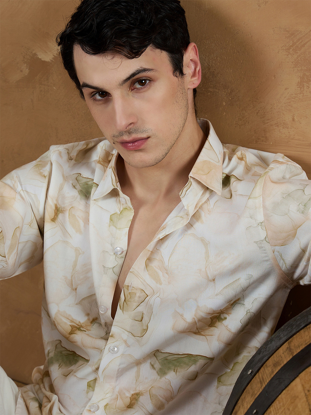 DENNISON Regular Fit Marble Printed Casual Shirt