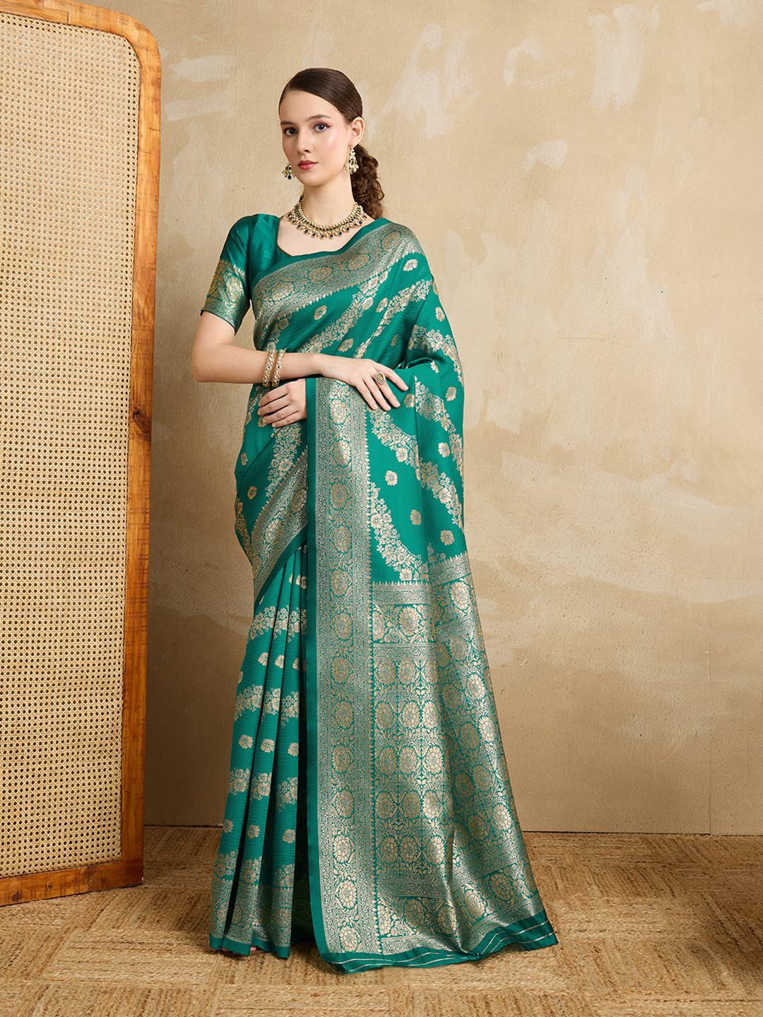 Shreyansh creation Ethnic Motifs Zari Banarasi Saree