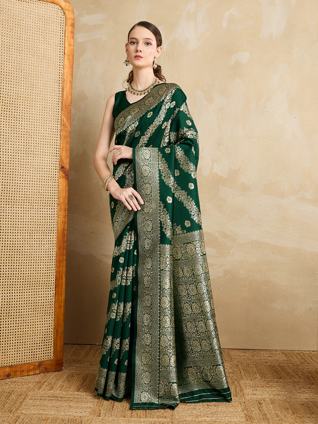 Shreyansh creation Ethnic Motifs Zari Banarasi Saree
