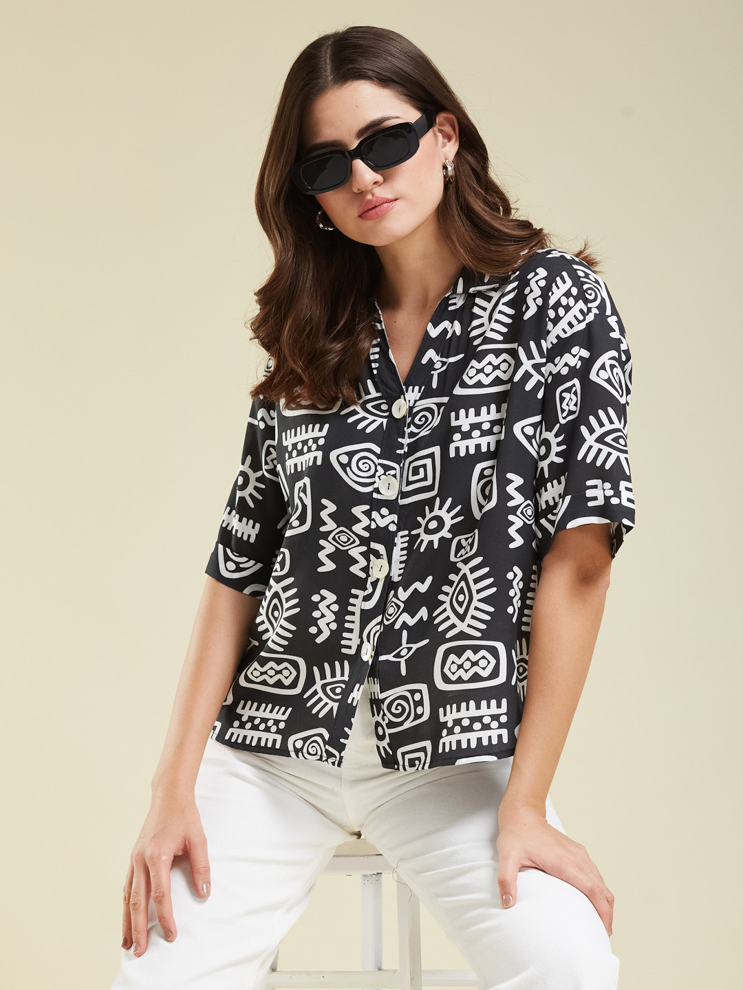 J Turritopsis Relaxed Fit Conversational Printed Drop-Shoulder Sleeves Casual Shirt
