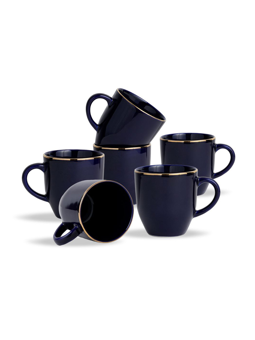 SHAY Girl & Boy Premium Blue Ceramic Microwave Safe 6 Piece Mugs-300ml