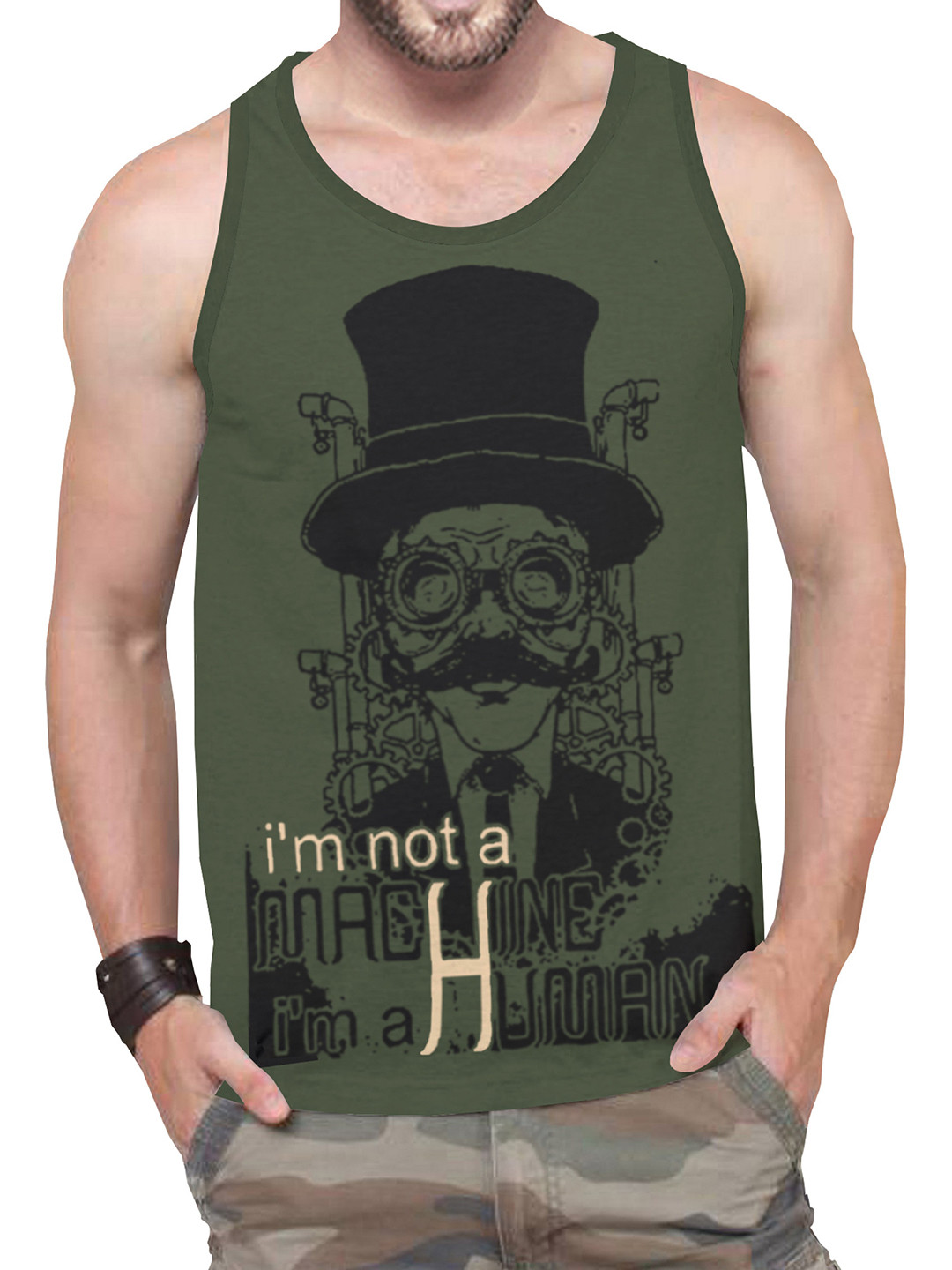 TRIPR Printed Cotton Scoop Neck Tank Vest TOGRMACHINEVEST