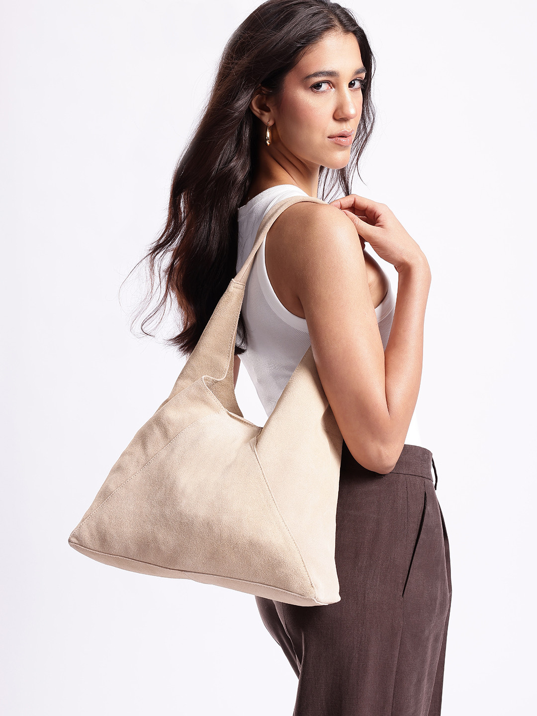 MANGO Leather Shopper Hobo Bag