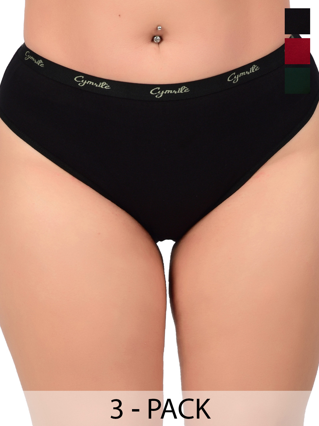 CYMRITE Set Of 3 Hipster Mid-Rise Briefs