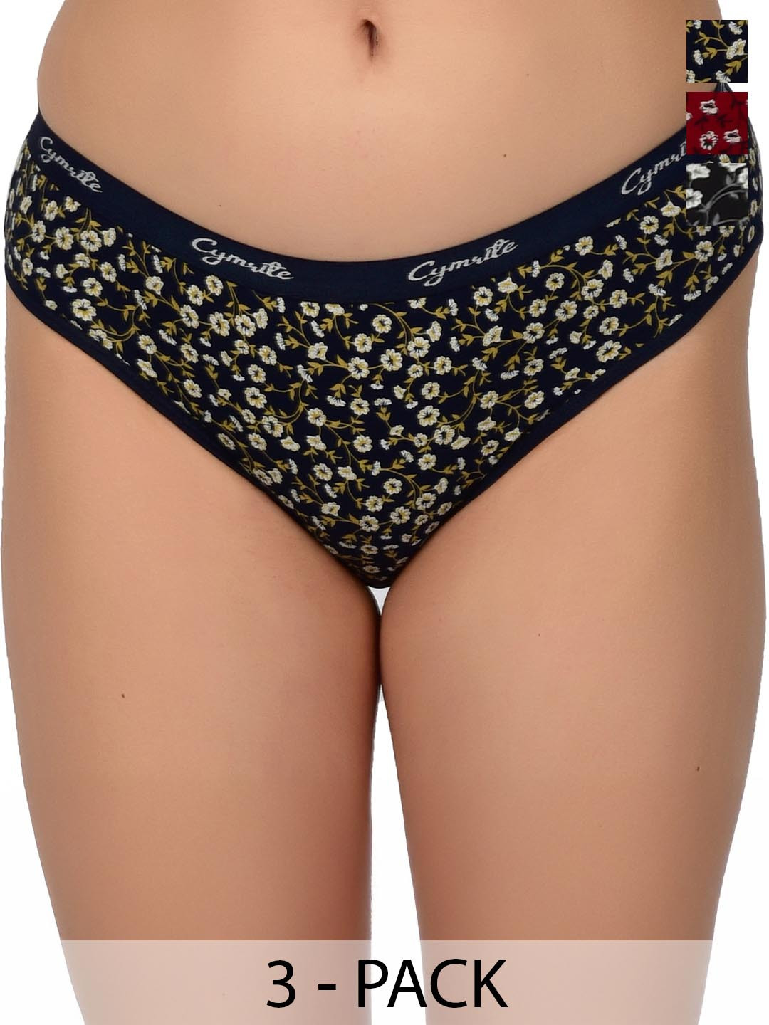 CYMRITE Set Of 3 Hipster Mid-Rise Briefs