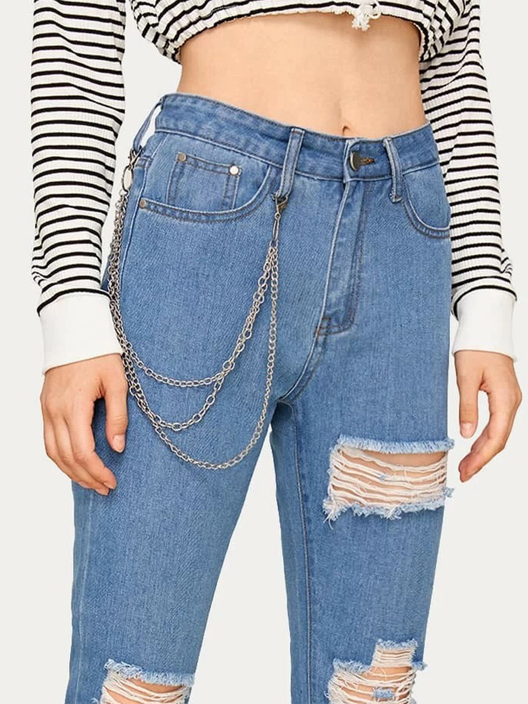 Its 4 You Unisex Silver-Three Layer Jeans Chain