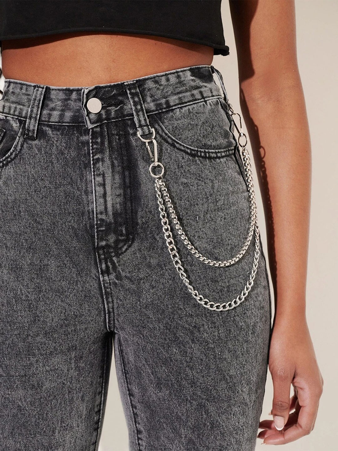 Its 4 You Unisex Silver-Stylish Box & Curb Jeans Chain