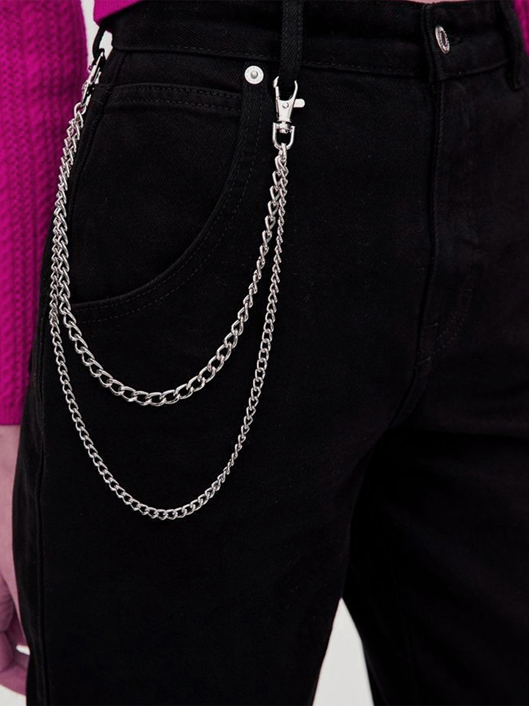Its 4 You Unisex Silver-Two Layer Heavy Curb Chain