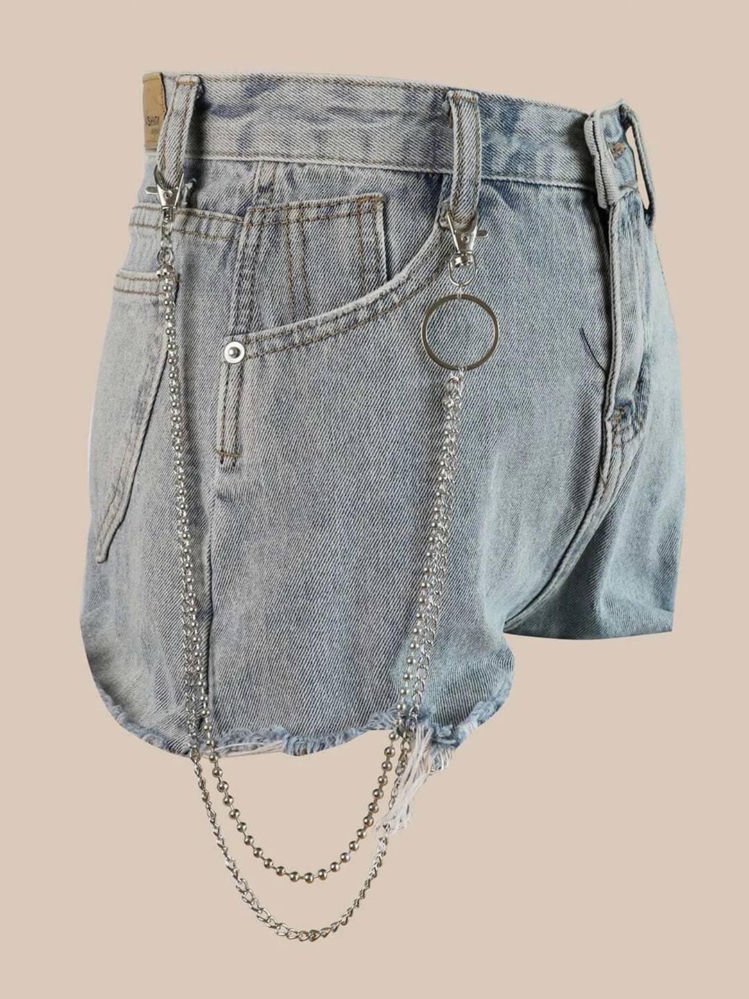 Its 4 You Unisex Silver-Ball Chain With Ring Pant Chain