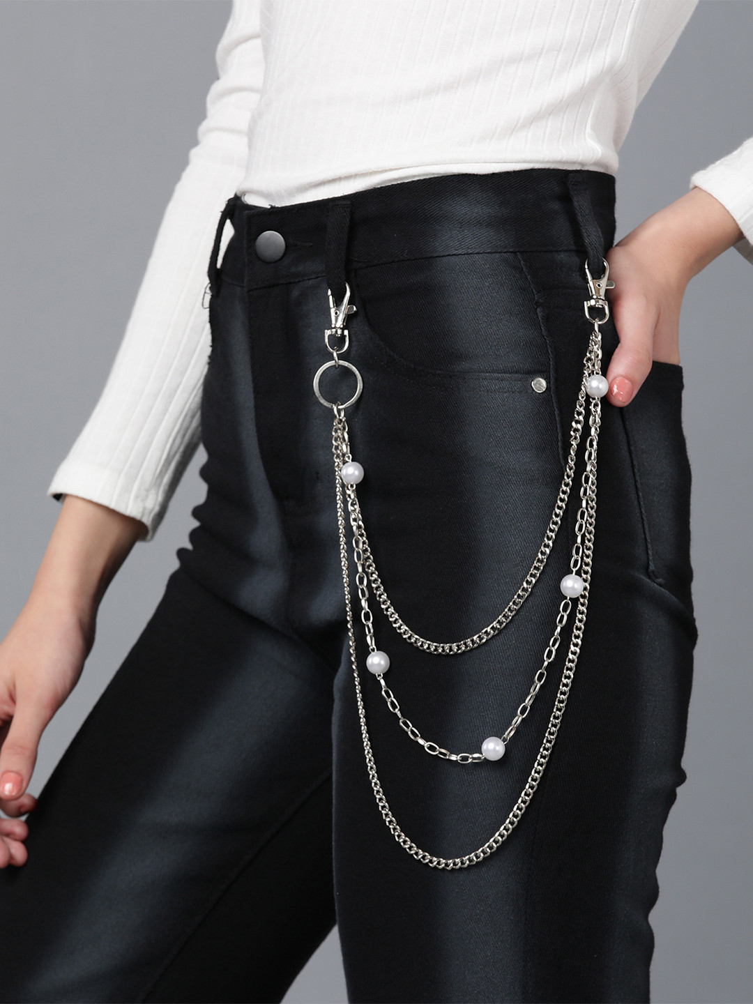 Its 4 You Unisex Silver-Jean Chain With Pearl