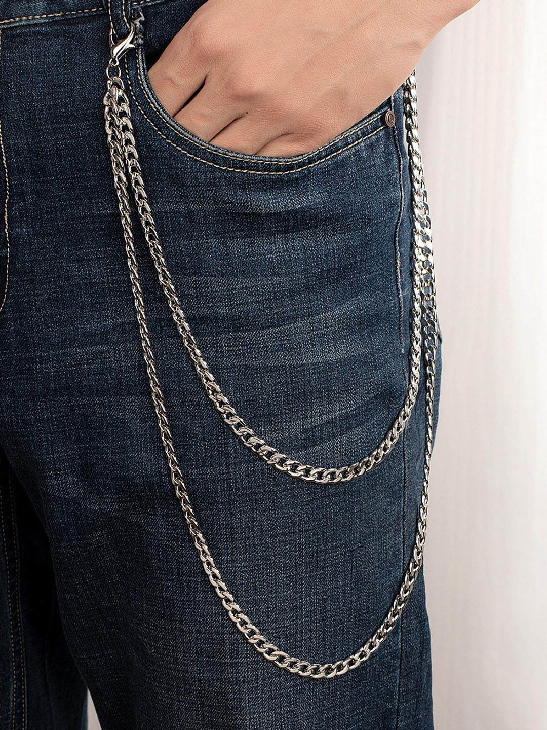 Its 4 You Unisex Silver-Heavy Duty Multi-Layer Punk Chain