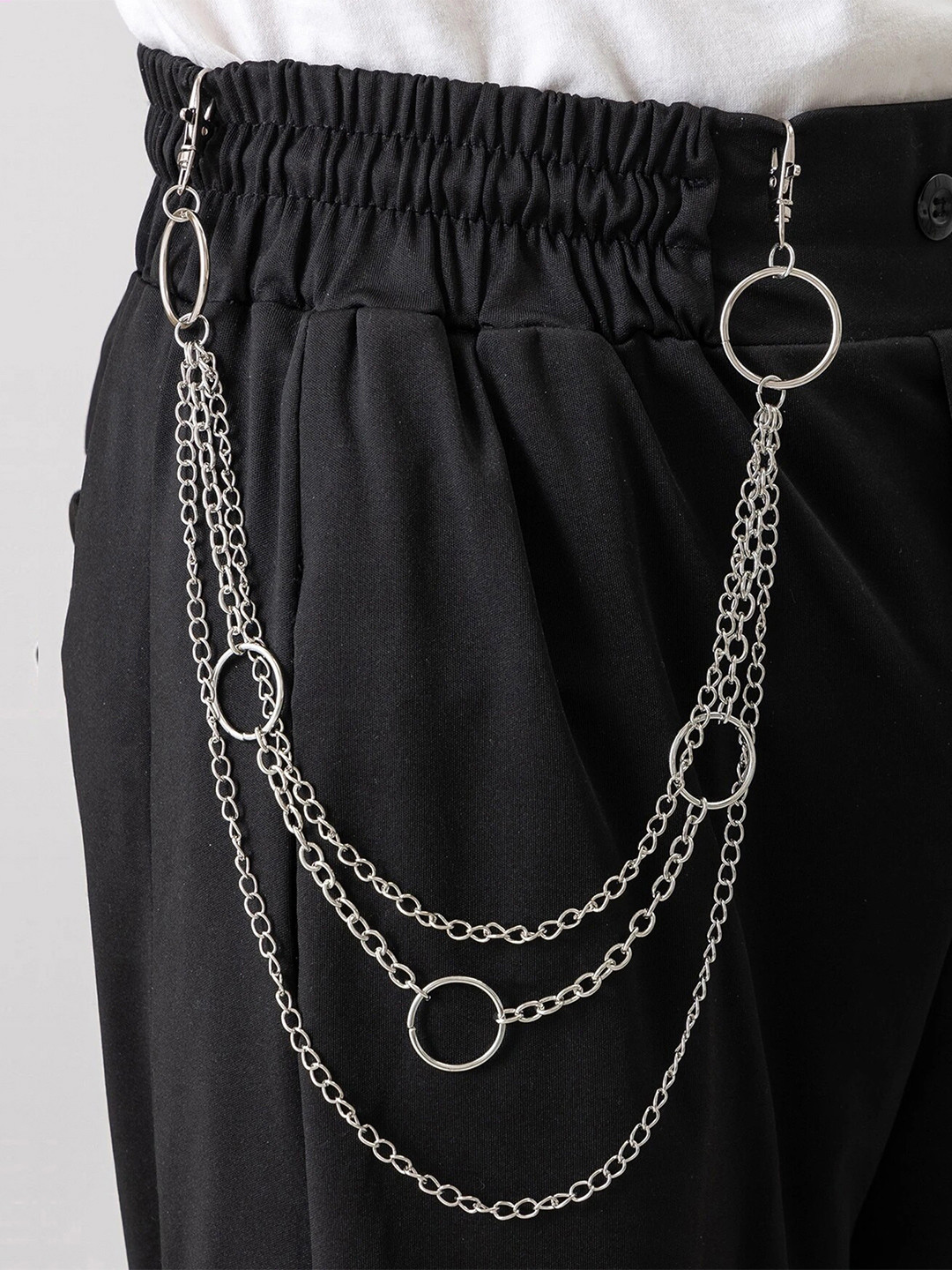 Its 4 You Unisex Silver Multi Ring Side Pant Chain