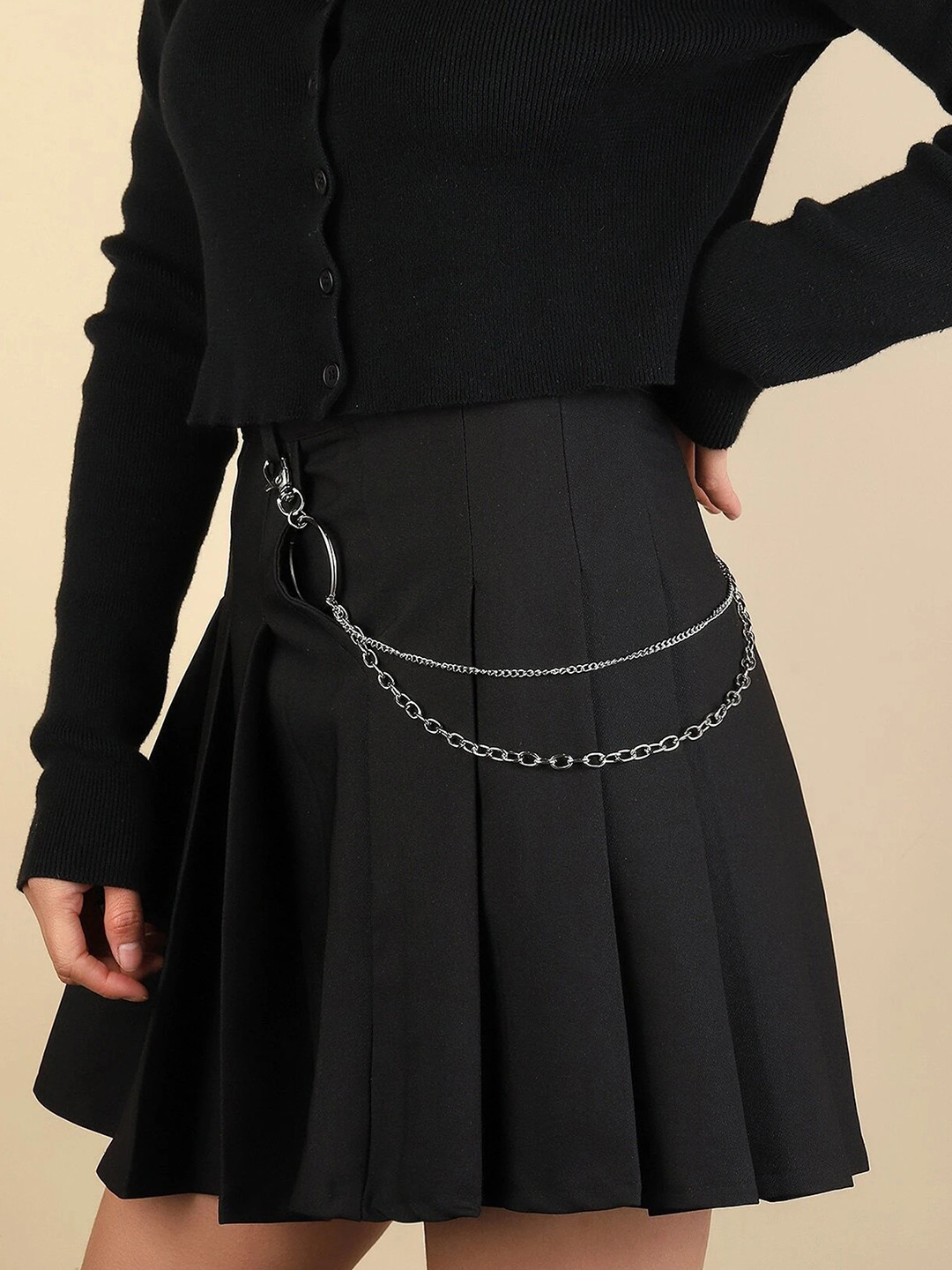 Its 4 You Unisex Silver-Hipster Trouser Layered Chain With Ring Size