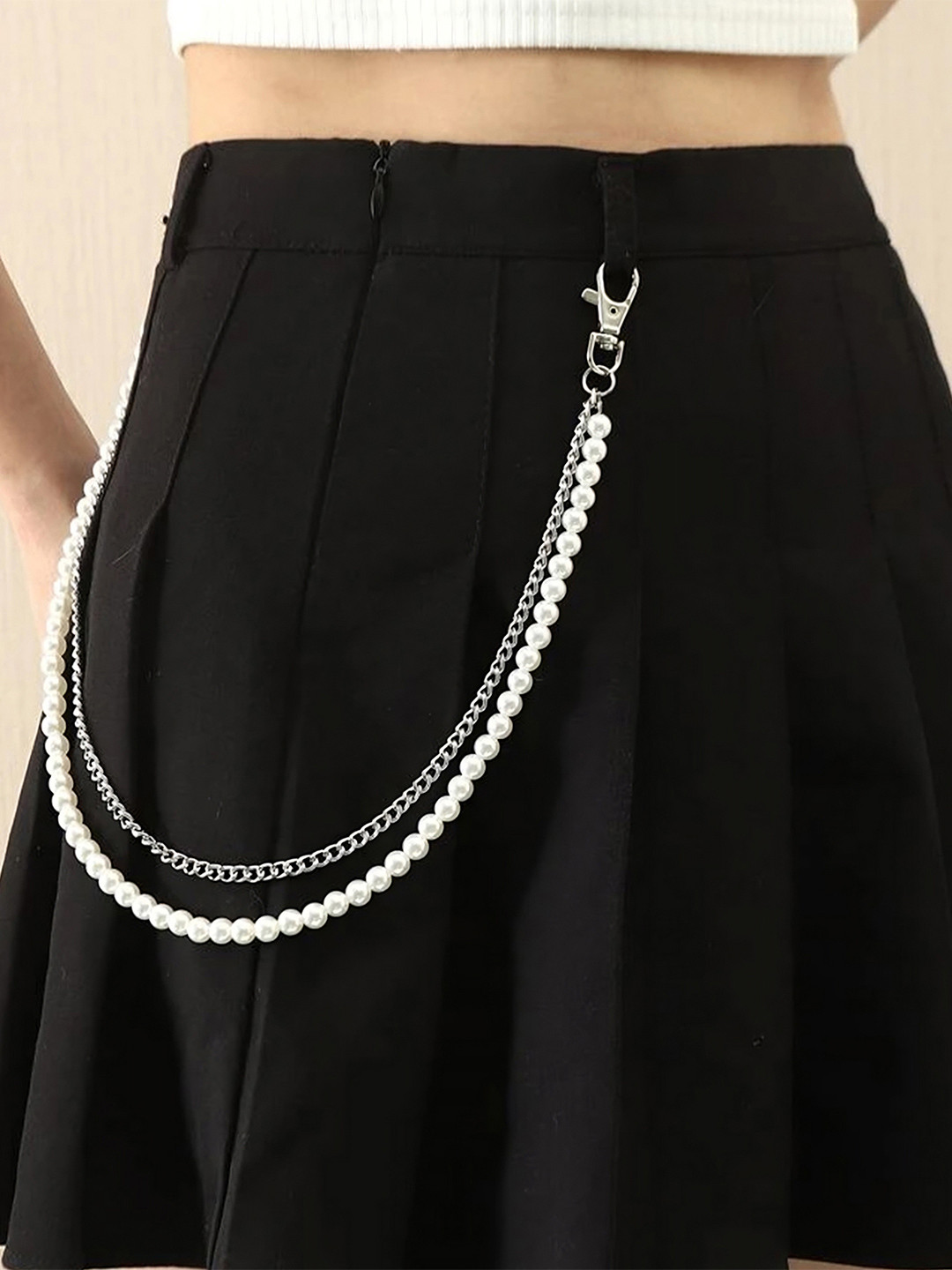 Its 4 You Unisex Silver Pearl Side Pant Chain