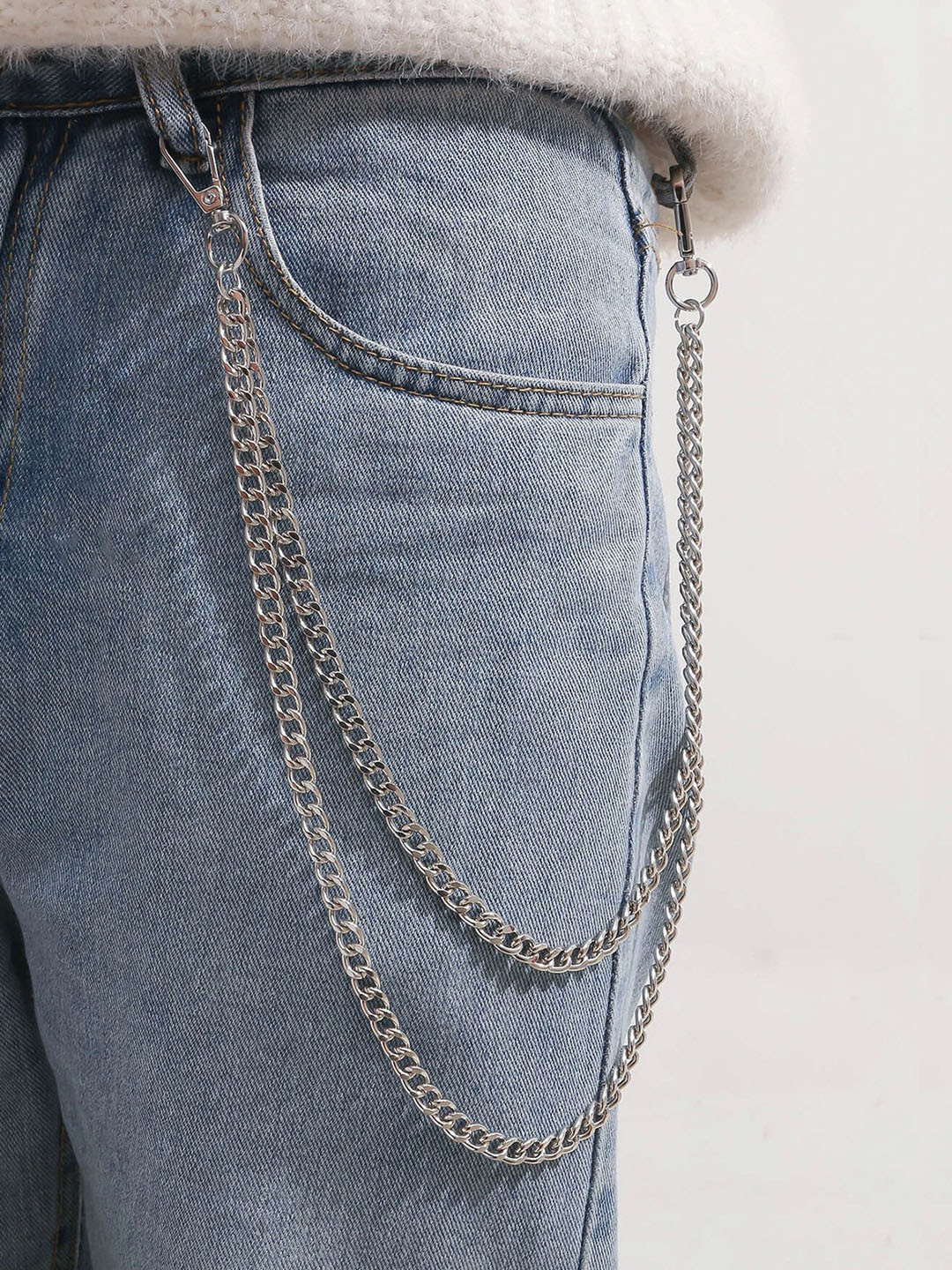 Its 4 You Unisex Silver-Two Layer Punk Curb Jean Chain
