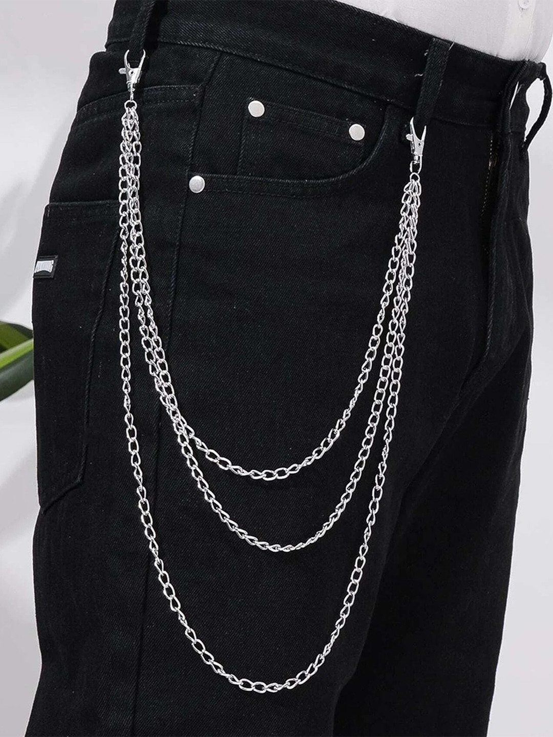 Its 4 You Unisex Silver-Three Layer Gothic Side Pant Chain