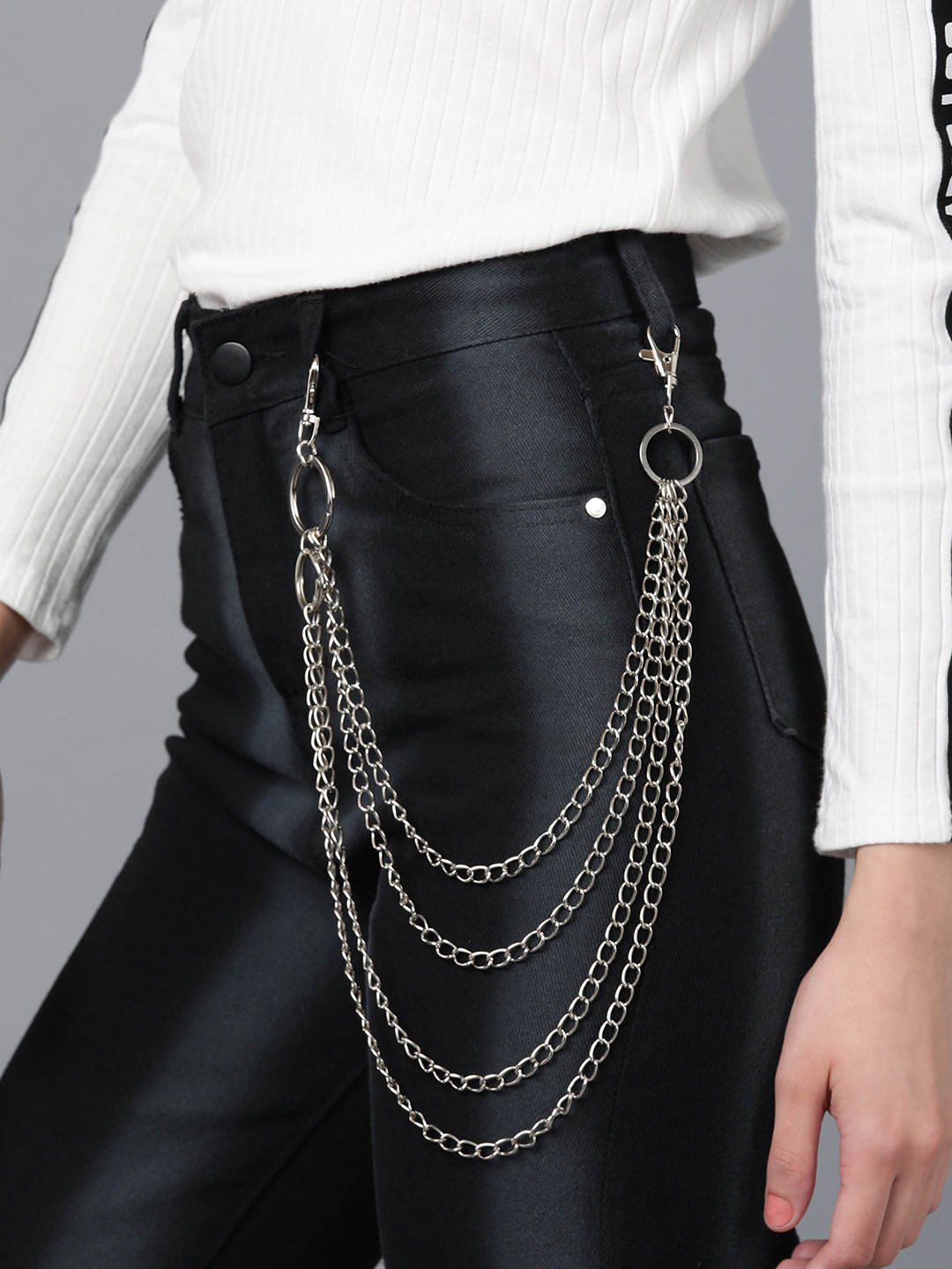Its 4 You Unisex Silver-Stylish Four Layer Pants Chain