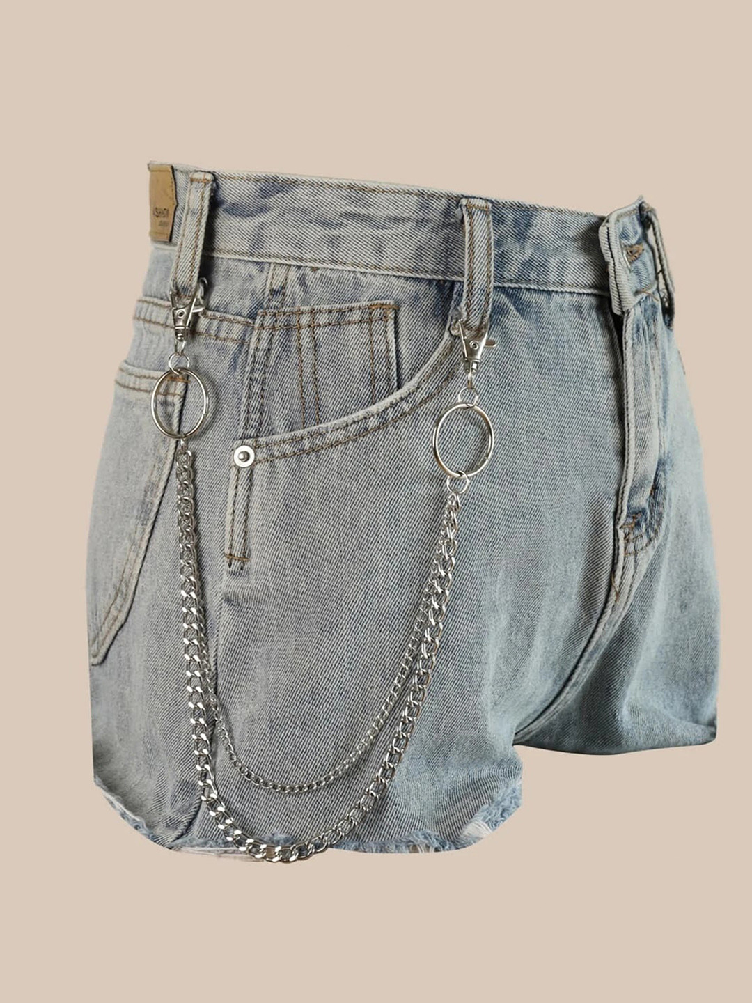 Its 4 You Unisex Silver-New Fashion Multi Ring Curb Chain Pant Chain