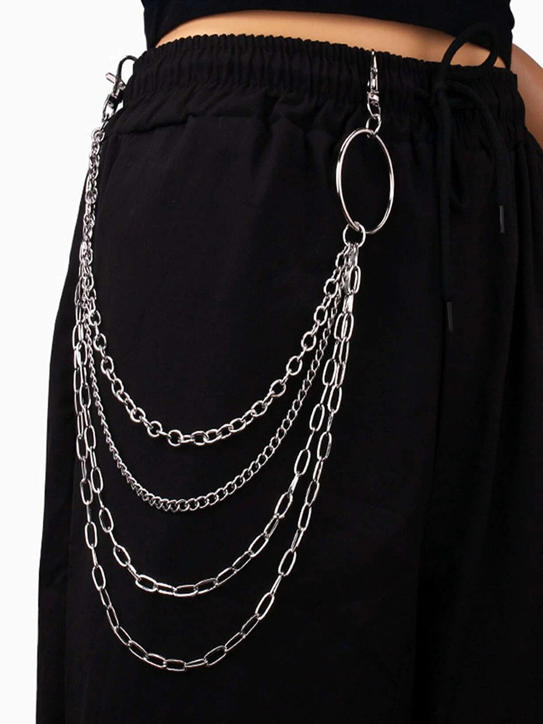 Its 4 You Unisex Silver Four Layer Pant Chain