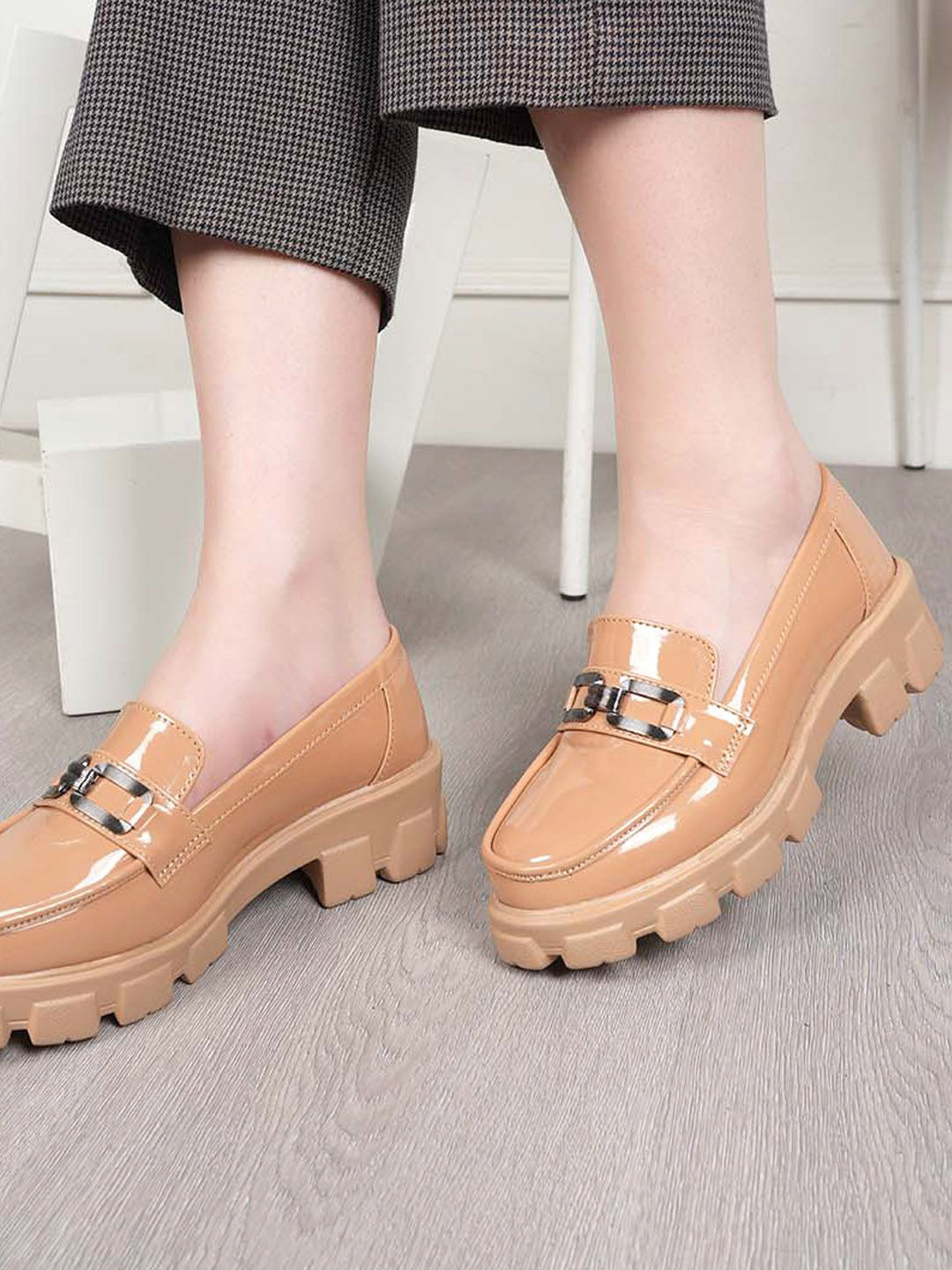 DressBerry Women Patent Leather Horsebit Loafers
