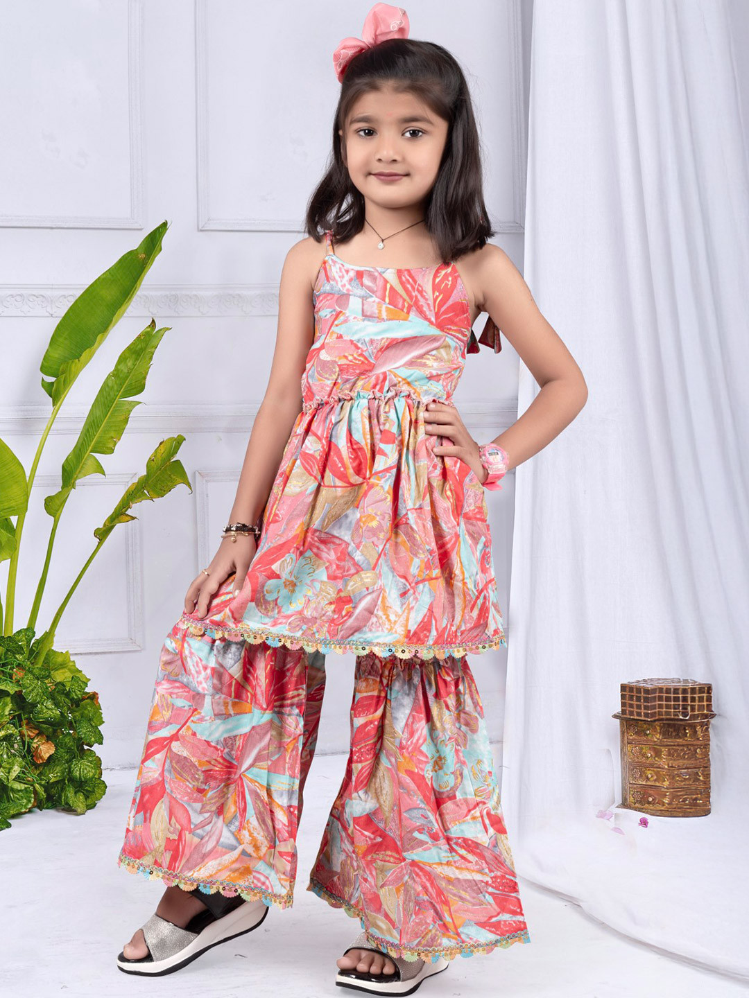 Hikuj Girls Ethnic Motif Kurta & Sharara Co-Ord Set