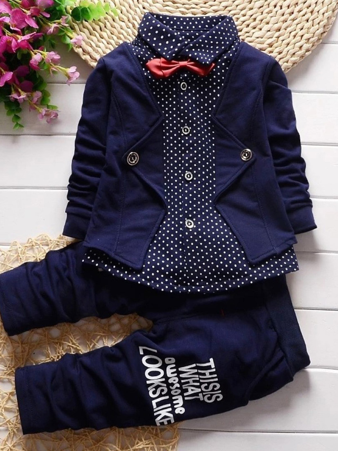 Hikuj Boys 2-Piece Blazer-Attached-Shirt with Trousers