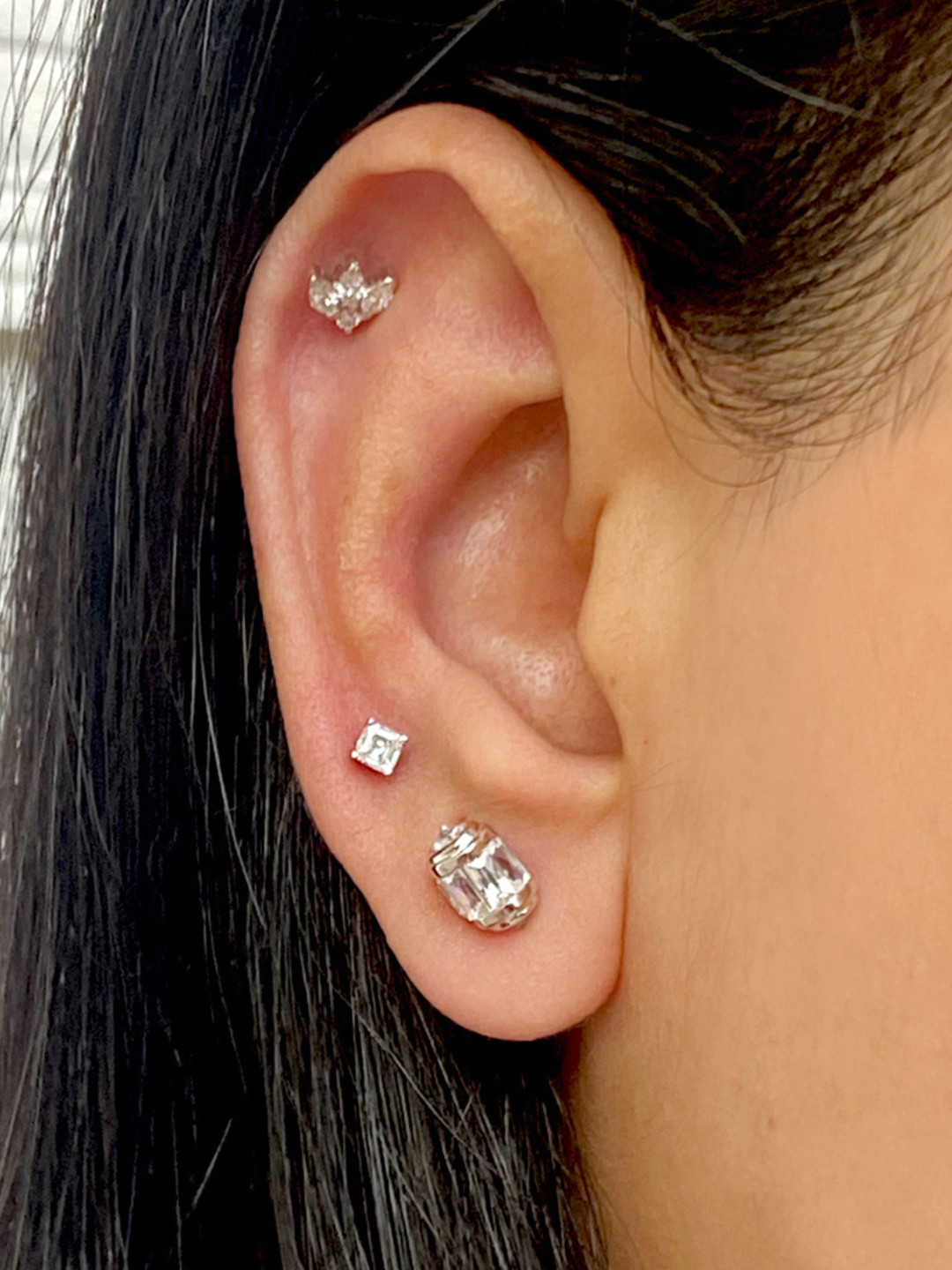 Boldiful Brio Minimal  Sterling Silver Earstuds 5A Cubic Zirconia Earrings