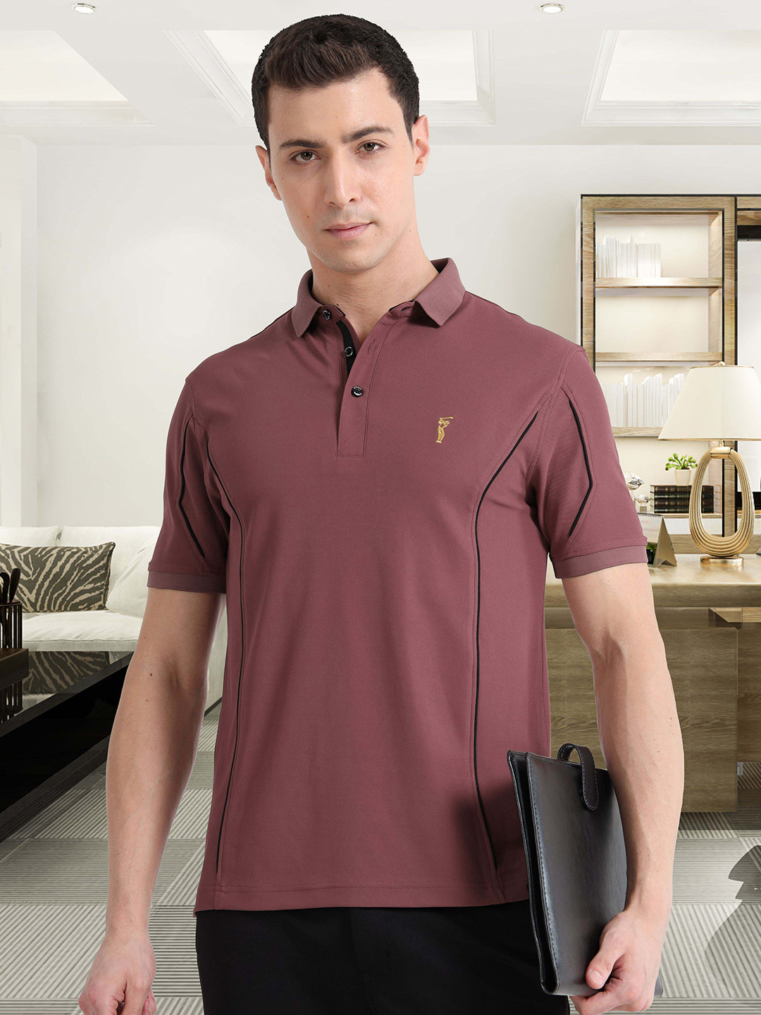STELLERS Men Wrinkle Free Quick Dry Stretchable Polo Collar T-shirt