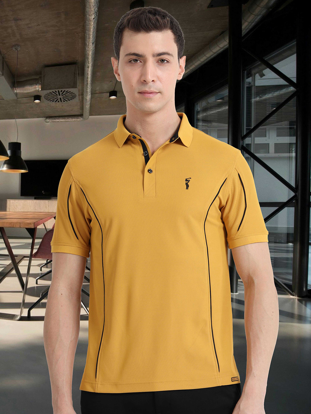 STELLERS Men Wrinkle Free Quick Dry Stretchable Polo Collar T-shirt