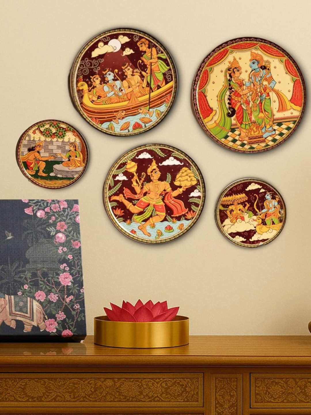 RITUALISTIC Set of 5  Ramayan Wall Plates for Home & Wall Plate