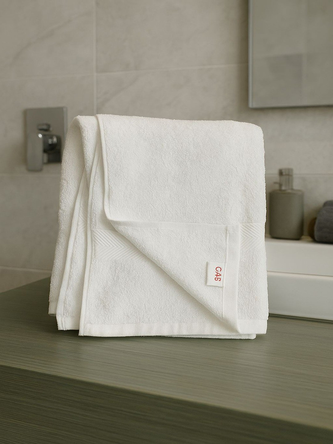 GAB White 1 Cotton 500 GSM Bath Towel