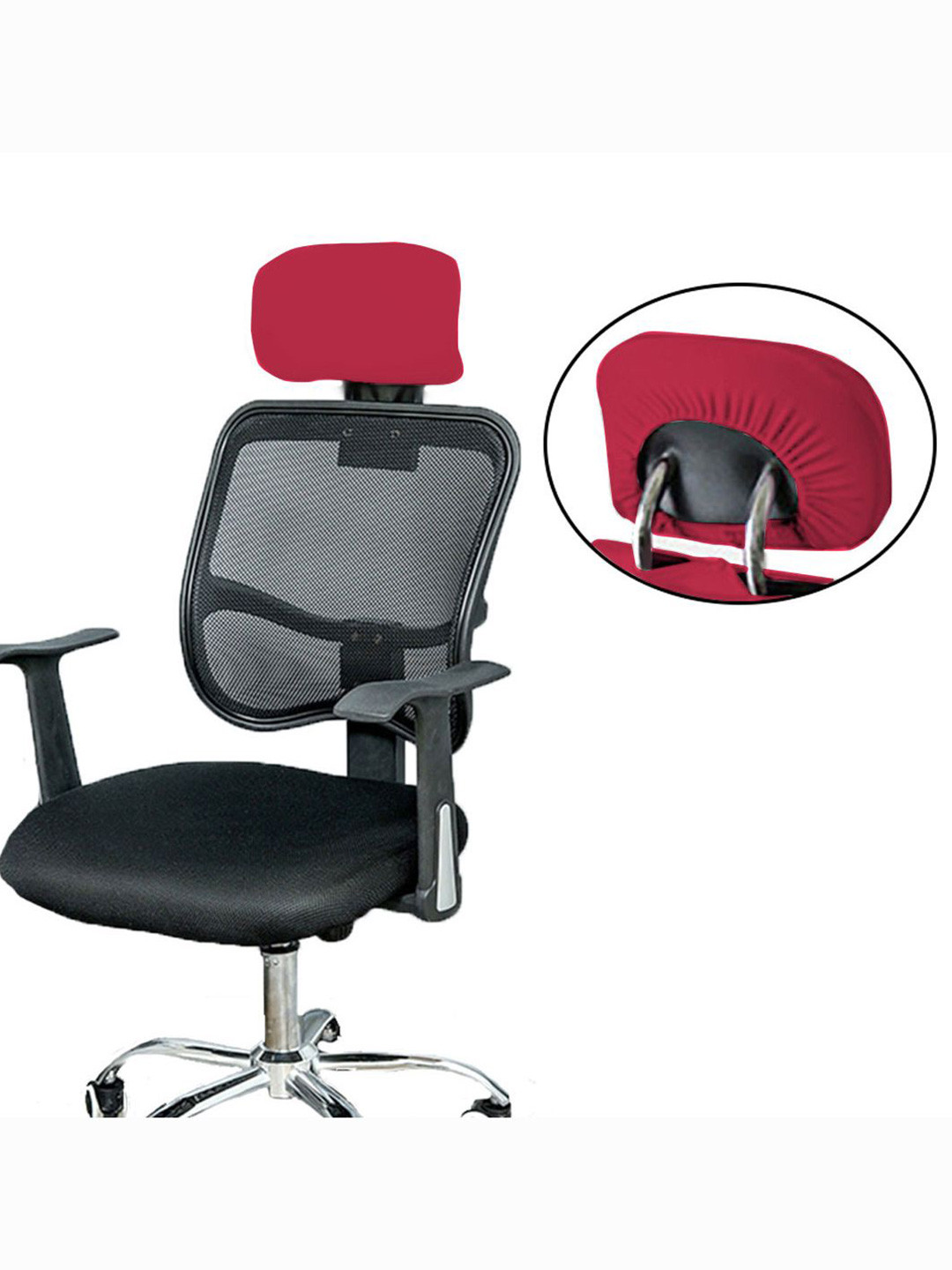 Lazi 200 GSM Maroon Elastic Office Chair Headrest Cover