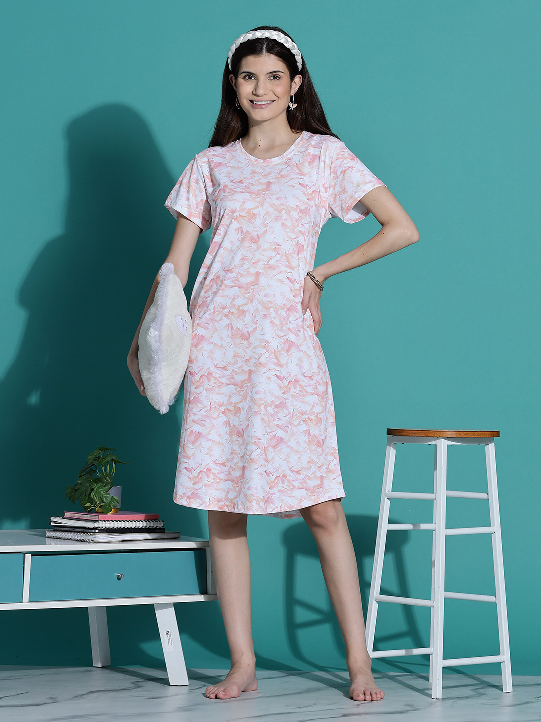9shines Label Women Printed Pure Cotton Nightdress