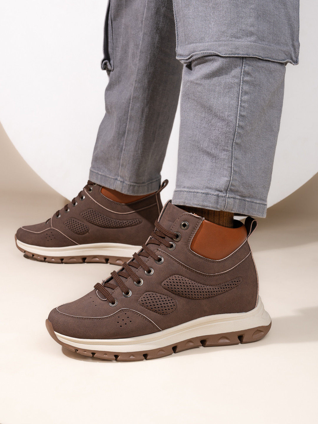 HI Toes Men High-Top Elavator Sneakers